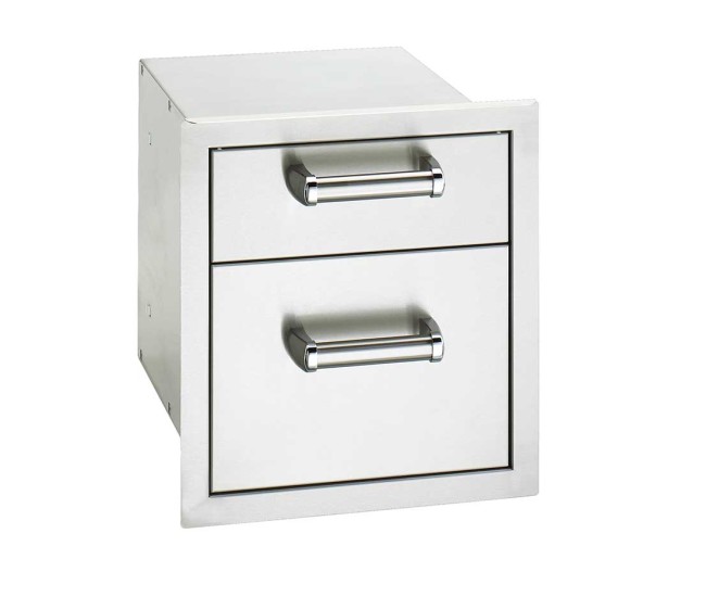 Fire Magic Flush Mounted Double Storage Drawers with Soft Close System