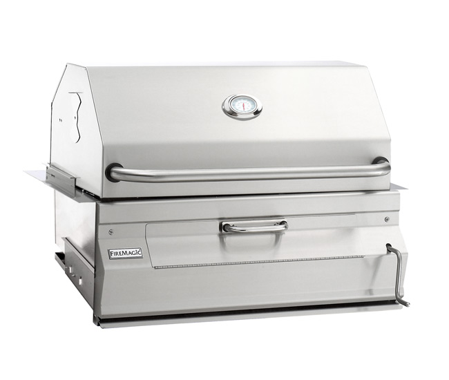 Fire Magic 24-inch Charcoal Slide-In Barbecue Grill with Smoker Hood