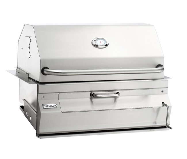 Fire Magic 30-inch Charcoal Slide-In Barbecue Grill with Smoker Hood