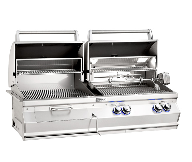 Fire Magic 46-inch Aurora A830i, Gas and Charcoal Combo Grill With Rotisserie