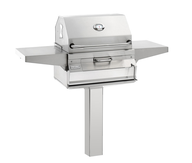 Fire Magic 24-inch Charcoal In-Ground Post-Mount Grill with Smoker Hood