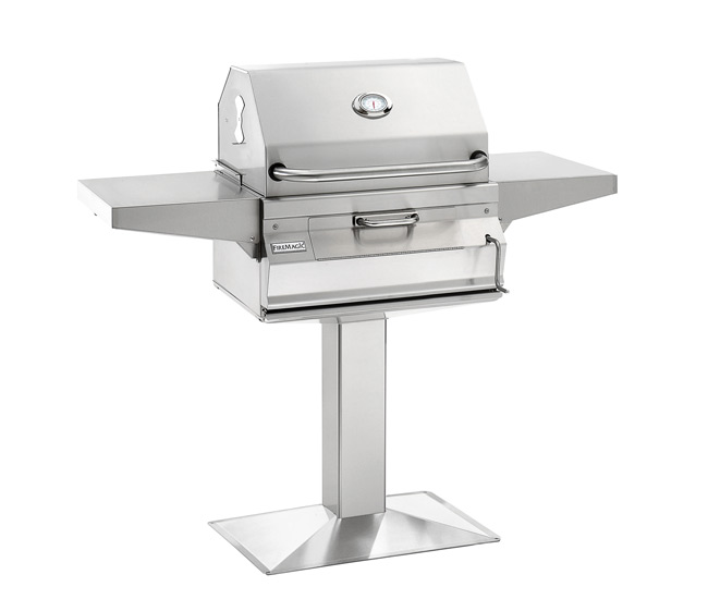 Fire Magic 24-inch Charcoal Patio Post-Mount Grill with Smoker Hood