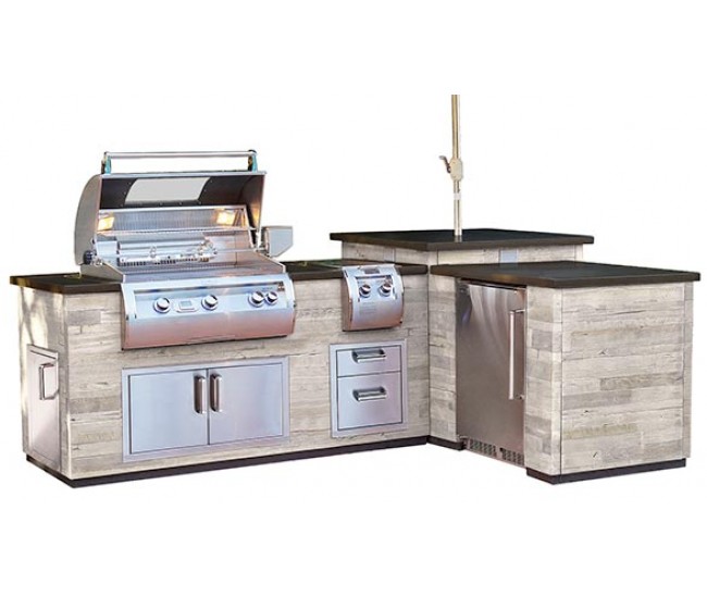 Fire Magic L-Shaped SP Island with Refrigerator Cut-Out