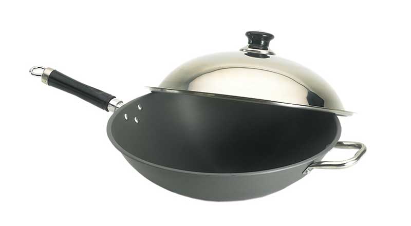 Winco WKCS-15 15-3/8 Stainless Steel Wok Cover with Handle